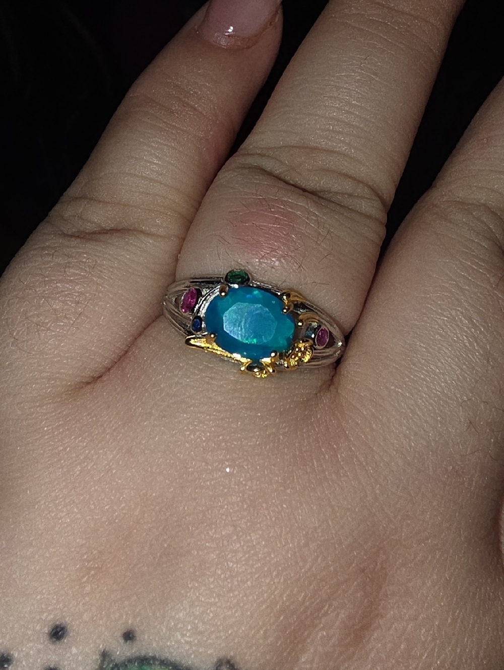 S925 Blue Opal Ring
